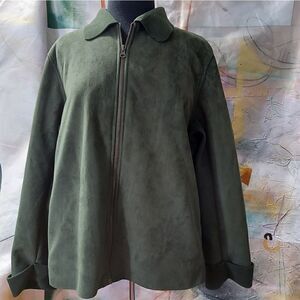 Coaco New York Jacket Size Medium Suede Soft Dark Green Full Zip